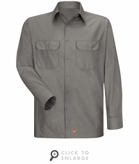 Men's Grey Solid Ripstop Work Shirt - Long Sleeve