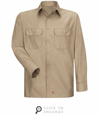 Men's Khaki Solid Ripstop Work Shirt - Long Sleeve