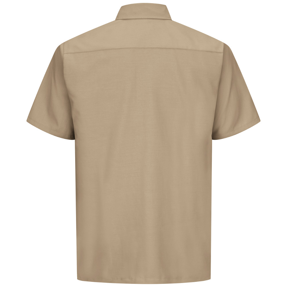 Men's Khaki Solid Ripstop Work Shirt - Short Sleeve