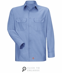 Men's Light Blue Solid Ripstop Work Shirt - Long Sleeve