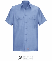 Men's Light Blue Solid Ripstop Work Shirt - Short Sleeve