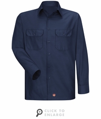 Men's Navy Solid Ripstop Work Shirt - Long Sleeve