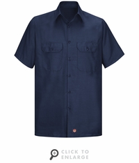 Men's Navy Solid Ripstop Work Shirt - Short Sleeve