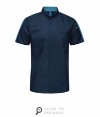 Mens Navy/Teal Short Sleeve Pro+ Work Shirt With Oilblok + MIMIX - SX46NT