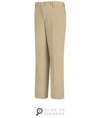 PC45KH Women's Khaki Plain Front Cotton Casual Pant