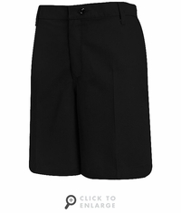PT27BK Women's Black Plain Front Shorts