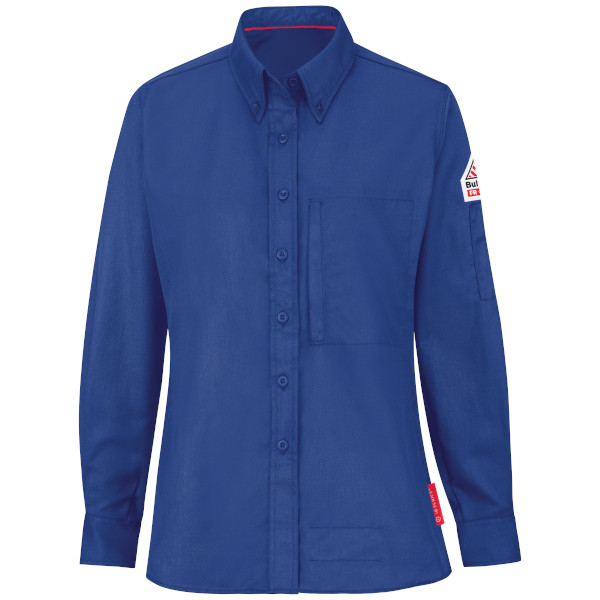 royal blue dress shirt womens Royal Blue Women's Clergy Shirt​ Full Sleeves Featuring a Tab Collar –  eClergys main image 1