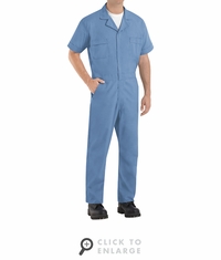 Red Kap CP40MB Medium Blue Short Sleeve Poplin Jumpsuit