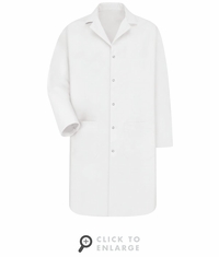 Red Kap KP18WH Men's Lab Coat with Interior Pocket & Gripper Front - White