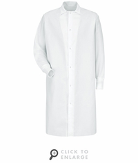 Red Kap KS60 Gripper-Front Spun Polyester Pocketless Butcher Coat with Knit Cuffs - 4-Colors
