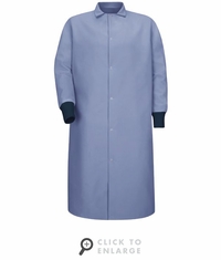 Red Kap KS60LB Gripper-Front Spun Polyester Pocketless Lt Blue Butcher Coat w/ Knit Cuffs