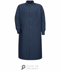 Red Kap KS60NV Gripper-Front Spun Polyester Pocketless Navy Butcher Coat with Knit Cuffs