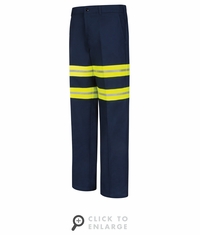 Red Kap PC20EV Enhanced Visibility Wrinkle-Resistant Cotton Pants - Navy with Visibility Trim