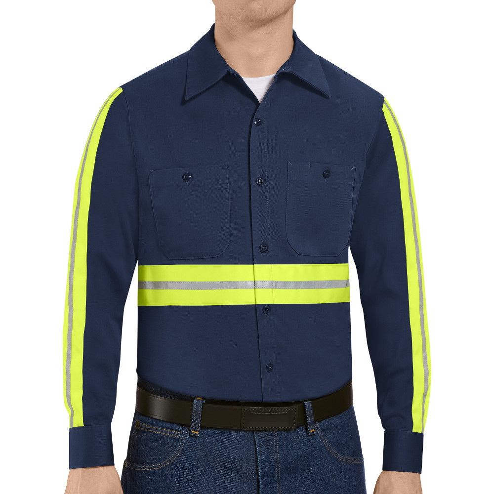 Red Kap SC30EN Men's Enhanced Visibility Long Sleeve Cotton Work