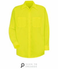 Red Kap SS14YE Hi-Vis Long Sleeve Enhanced Visibility Work Shirt