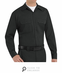 Red Kap ST52BK Men's Long Sleeve Utility Uniform Shirt - Black