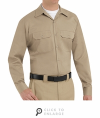 Red Kap ST52KH Men's Long Sleeve Utility Uniform Shirt - Khaki