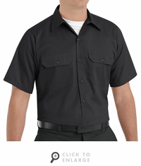 Red Kap ST62BK Men's Short Sleeve Utility Uniform Shirt - Black