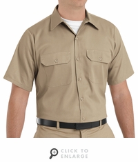 Red Kap ST62KH Men's Short Sleeve Utility Uniform Shirt - Khaki