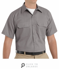 Red Kap ST62SV Men's Short Sleeve Utility Uniform Shirt - Silver