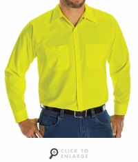 Red Kap SY14YE Long Sleeve Enhanced Visibility Ripstop Work Shirt