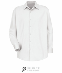 SC16WH Long Sleeve White Pocketless Gripper 100% Cotton Shirt