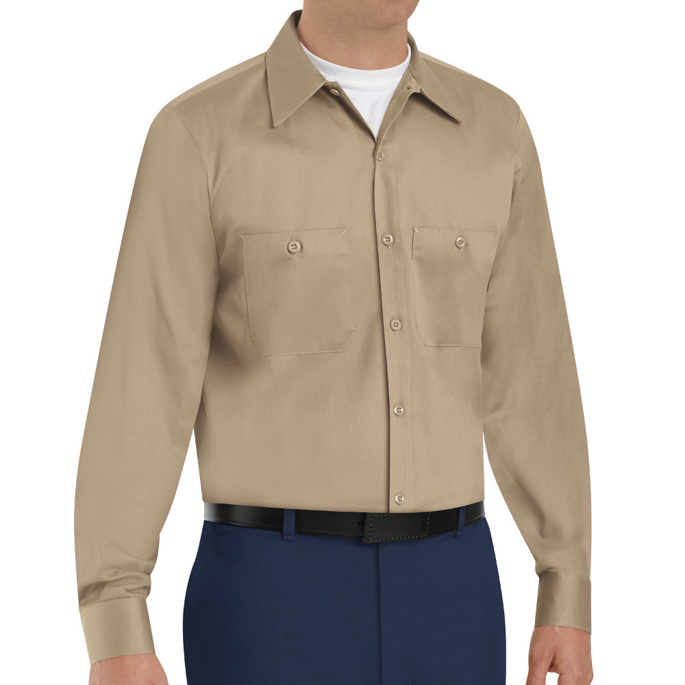 Red Kap Men's Long Sleeve Wrinkle-Resistant Cotton Work Shirt | Size: M | Khaki Red Kap Men's Long Sleeve Wrinkle-Resistant Cotton Work Shirt | Size: M | Khaki