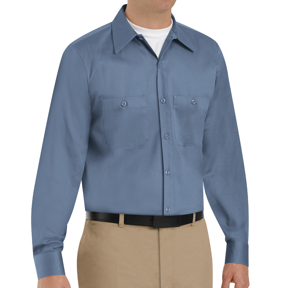 SC30PB Long Sleeve Postman Blue Wrinkle Resistant Cotton Shirt