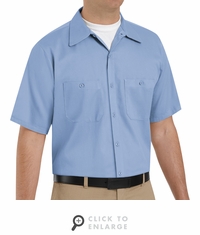 SC40LB Short Sleeve Light Blue Wrinkle Resistant Cotton Shirt