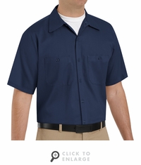 SC40NV Short Sleeve Navy Wrinkle Resistant Cotton Shirt