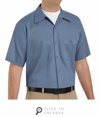 SC40PB Short Sleeve Postman Blue Wrinkle Resistant Cotton Shirt