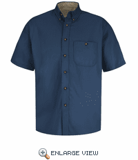 SC64NV Short Sleeve Navy/Stone Cotton Twill Casual Contrast Shirt