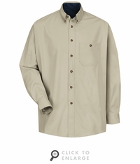 SC74ST Long Sleeve Hunter Stone/Navy Cotton Twill Casual Contrast Shirt