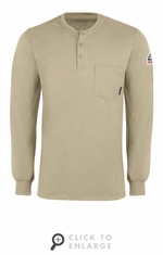 SEL2KH Men's Khaki Lightweight FR Henley CAT-2