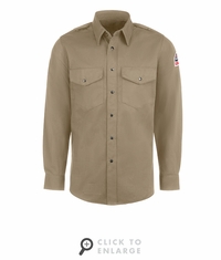 SES2TN Men's Tan Midweight Excel FR Snap-Front Uniform Shirt CAT-1