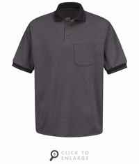 SK52BK Short Sleeve Black/Charcoal Performance Knit� Twill Polo Shirt
