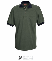 SK52MG Short Sleeve Moss Green/Navy Performance Knit Twill Polo Shirt