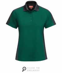 SK53HC Women's Short Sleeve Performance Knit Hunter Green/Charcaol Polo