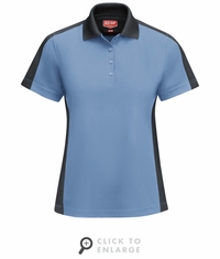 SK53MC Women's Short Sleeve Performance Knit Medium Blue/Charcoal Polo
