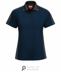 SK53NC Women's Short Sleeve Performance Knit Navy/Charcoal Polo
