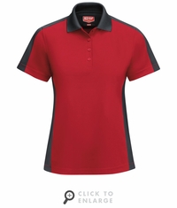 SK53RC Women's Short Sleeve Performance Knit Red/Charcaol Polo