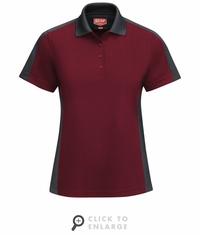 SK53UC Women's Short Sleeve Performance Knit Burgundy/Charcoal Polo