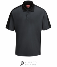 SK54CB Men's Charcoal/Black Short Sleeve Performance Knit Two-Tone Polo