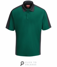 SK54HC Men's Hunter Green/Charcaol Short Sleeve Performance Knit Two-Tone Polo