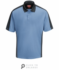 SK54MC Men's Medium Blue/Charcaol Short Sleeve Performance Knit Two-Tone Polo