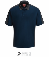 SK54NC Men's Navy/Charcaol Short Sleeve Performance Knit Two-Tone Polo