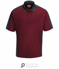 SK54UC Men's Burgundy/Charcoal Short Sleeve Performance Knit Two-Tone Polo