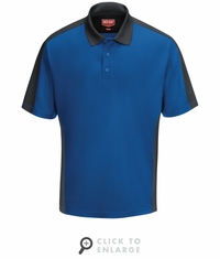SK54YC Men's Royal Blue/Charcaol Short Sleeve Performance Knit Two-Tone Polo