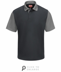 SK56CG Men's Short Sleeve Charcoal/Grey Performance Knit Color-Block Polo