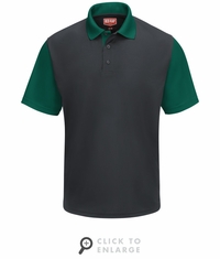 SK56CH Men's Short Sleeve Charcoal/Hunter Green Performance Knit Color-Block Polo